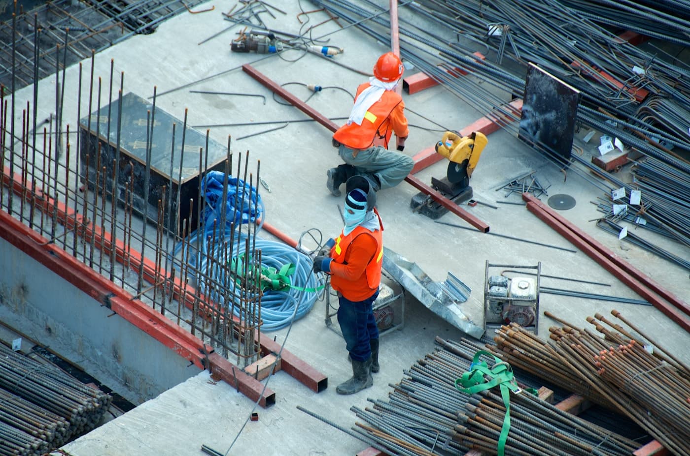 Workers at an active construction site